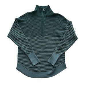 Offline Aerie Home Stretch Green Ribbed Quarter Zip Sweater Sweatshirt Size XS
